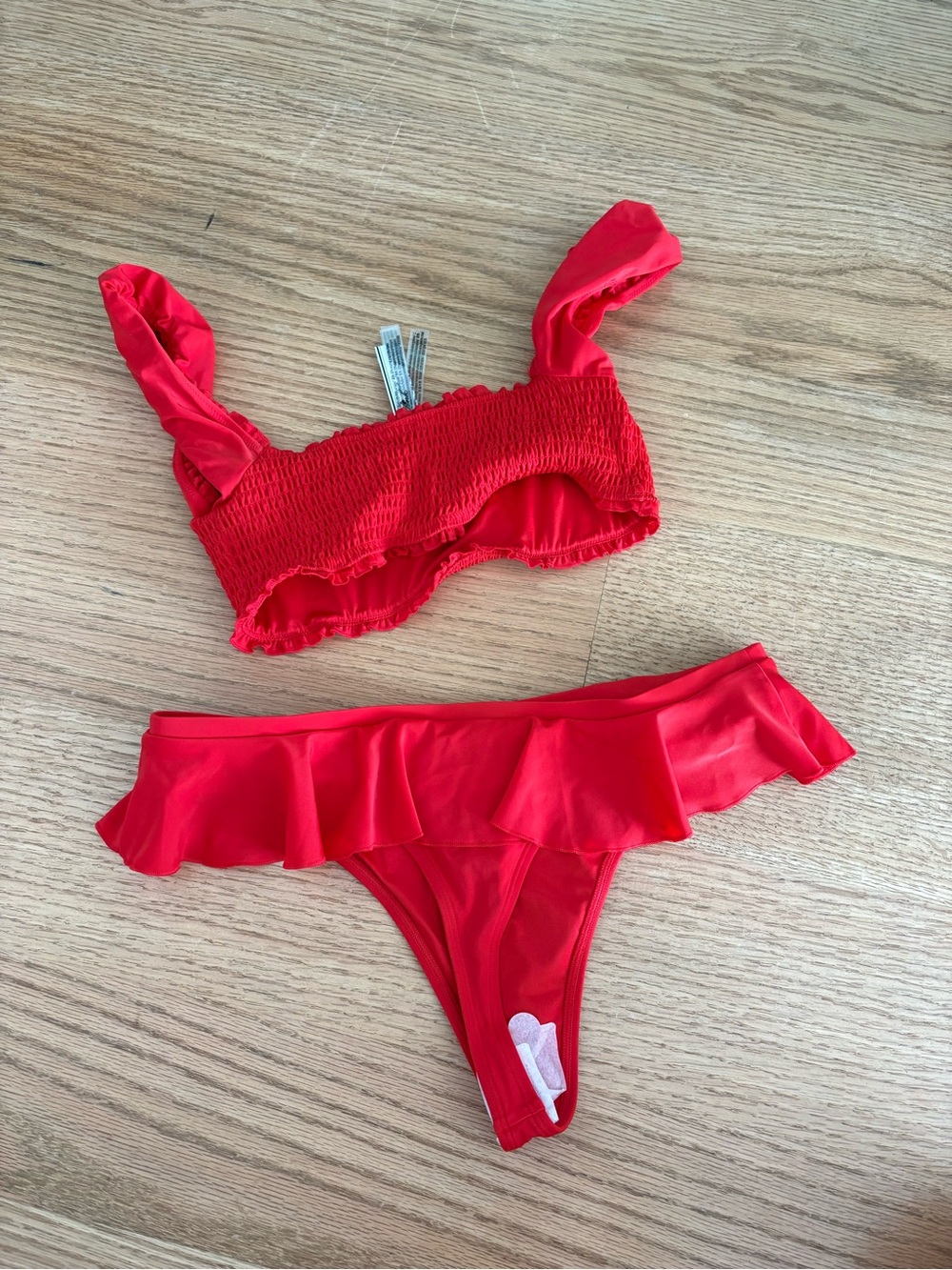 Red Ruffled Bikini Set - Two Piece Swimwear - Picture 3 of 4